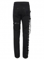 Black Gothic Punk Daily Wear Straight Fitted Long Trousers for Men