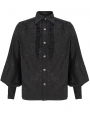 Black Gothic Retro Jacquard Long Lantern Sleeve Shirt for Men