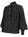Black Gothic Retro Jacquard Long Lantern Sleeve Shirt for Men