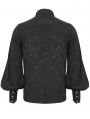 Black Gothic Retro Jacquard Long Lantern Sleeve Shirt for Men