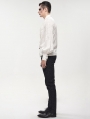 White Gothic Retro Jacquard Long Lantern Sleeve Shirt for Men