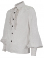 White Gothic Retro Jacquard Long Lantern Sleeve Shirt for Men