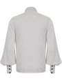 White Gothic Retro Jacquard Long Lantern Sleeve Shirt for Men