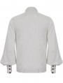 White Gothic Retro Jacquard Long Lantern Sleeve Shirt for Men