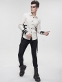 White Gothic Punk Daily Wear Long Sleeve Shirt for Men