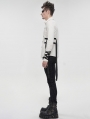 White Gothic Punk Daily Wear Long Sleeve Shirt for Men