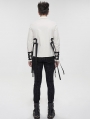 White Gothic Punk Daily Wear Long Sleeve Shirt for Men