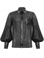 Black Retro Gothic Jacquard Long Sleeve Shirt for Men
