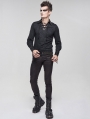 Black Gothic Retro Jacquard Long Sleeve T-Shirt for Men