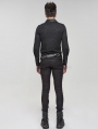 Black Gothic Retro Jacquard Long Sleeve T-Shirt for Men