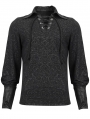 Black Gothic Retro Jacquard Long Sleeve T-Shirt for Men