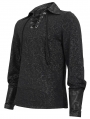 Black Gothic Retro Jacquard Long Sleeve T-Shirt for Men