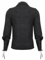 Black Gothic Retro Jacquard Long Sleeve T-Shirt for Men