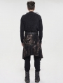 Black Gothic Punk Open Front Irregular Half Skirt for Men