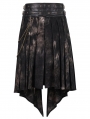 Black Gothic Punk Open Front Irregular Half Skirt for Men