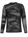 Black Gothic Punk Transparent Net Long Sleeve T-Shirt for Men