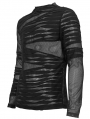 Black Gothic Punk Transparent Net Long Sleeve T-Shirt for Men