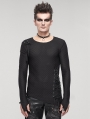Black Gothic Punk Asymmetric Long Sleeve T-Shirt for Men
