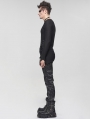 Black Gothic Punk Asymmetric Long Sleeve T-Shirt for Men