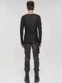 Black Gothic Punk Asymmetric Long Sleeve T-Shirt for Men