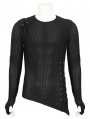 Black Gothic Punk Asymmetric Long Sleeve T-Shirt for Men