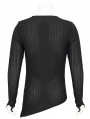 Black Gothic Punk Asymmetric Long Sleeve T-Shirt for Men