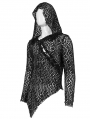 Black Gothic Punk Irregular Hooded Net T-Shirt for Men