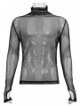 Black Gothic Punk Net Transparent Long Sleeve T-Shirt for Men