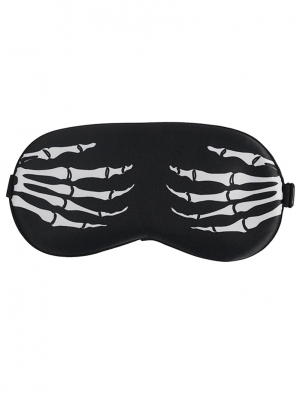 Black and White Gothic Skeleton Pattern Soft Eye Sleeping Mask