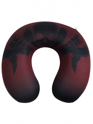 Dark Red Gothic Soft Comfortable Pattern U Shaped Travel Neck Pillow