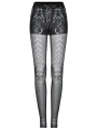 Black and White Gothic Skinny Skeleton Print Leggings for Women