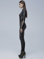 Black and Gray Gothic Skinny Skeleton Print Leggings for Women