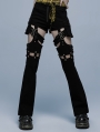 Women's Black Gothic Punk Long Pants with Detachable Legs