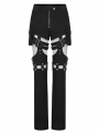 Women's Black Gothic Punk Long Pants with Detachable Legs
