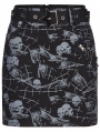Black Gothic Punk Skull Printing Short Skirt for Women