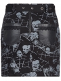 Black Gothic Punk Skull Printing Short Skirt for Women