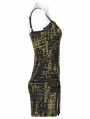 Yellow Gothic Grunge Punk Abstract Printing Slip Dress for Women