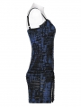 Blue Gothic Grunge Punk Abstract Printing Slip Dress for Women