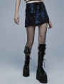 Blue Gothic Grunge Punk Decadent Knitted Short Skirt for Women