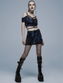 Blue Gothic Grunge Punk Decadent Knitted Short Skirt for Women