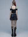Blue Gothic Grunge Punk Decadent Knitted Short Skirt for Women