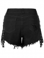 Black Gothic Punk Jeans Shorts for Women