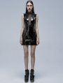 Black Sexy Gothic Patent Leather hollow-out Sleeveless Short Dress
