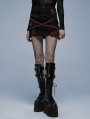 Black and Red Gothic Punk Decadent Short Skirt for Women