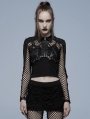 Black Gothic Punk Mesh Bat Short Jacket for Women