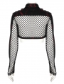 Black and Red Gothic Punk Mesh Bat Short Jacket for Women