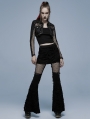 Black Gothic Punk Flare Long Pants for Women