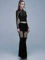 Black Gothic Punk Flare Long Pants for Women