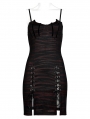 Black and Red Gothic Daily Wear Bat Slip Dress