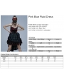 Red and Blue Gothic Grunge Daily Wear Plaid High-Low Dress